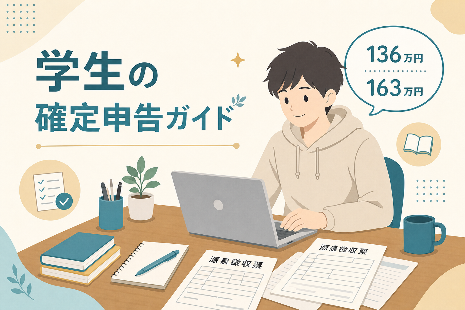 学生の確定申告ガイド令和8年版 バイト・掛け持ち・親の扶養の判定のアイキャッチ