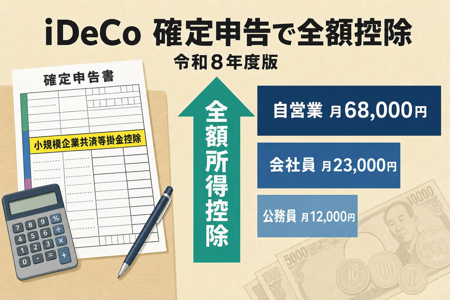iDeCoの確定申告のやり方｜全額所得控除・年末調整との違い（令和8年度版）のアイキャッチ