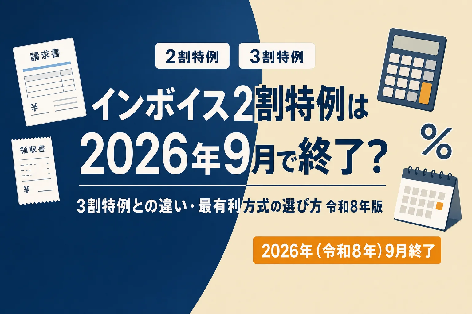 インボイス2割特例終了→3割特例新設 令和8年版のアイキャッチ