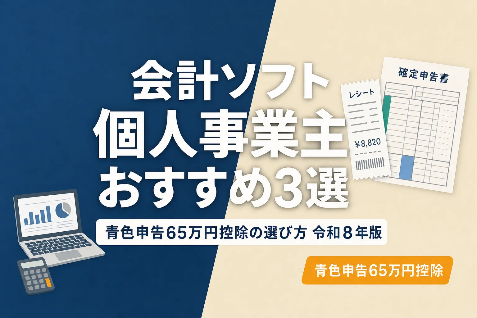 個人事業主向け会計ソフトおすすめ3選2026年版：freee・マネーフォワード・弥生の料金と機能を比較するアイキャッチ